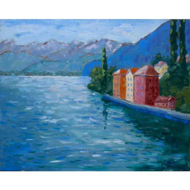 Lake Como Italy Impressionist Contemporary Oil Painting Wall Decor For Sale