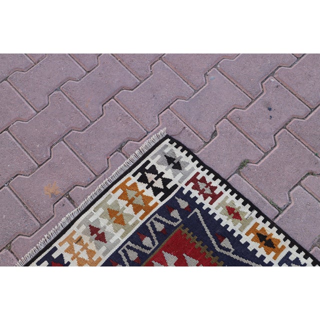 Red 1990s Tribal Red Ikat Handmade Rug For Sale - Image 8 of 12