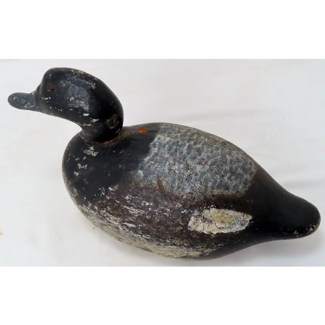 Antique Hand Carved & Painted Wood Duck Decoy From Maine For Sale - Image 4 of 13