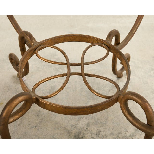 Rene Drouet Style Gilded Iron Granite Top Center Table For Sale - Image 14 of 15