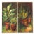 Pair of houseplant paintings - heavily textured - 70s paintings - midcentury - boho - green paintings - still life - vertical painting -gift For Sale
