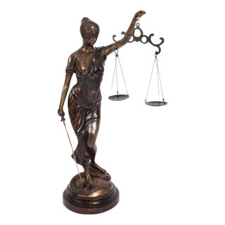 4ft Lady Justice Statue, 20th Century, Bronze For Sale