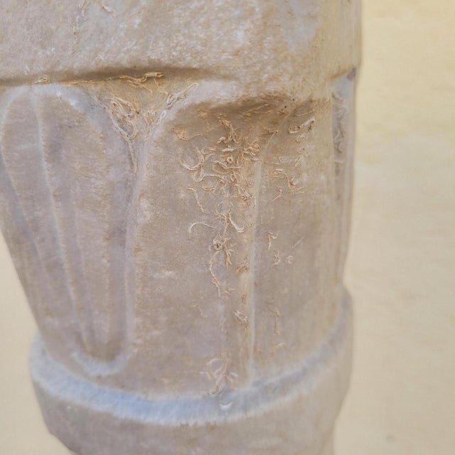 Stone Column in Sculpted White Marble For Sale - Image 7 of 18