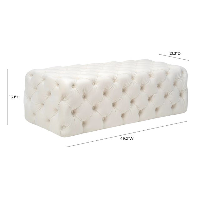 2020s Kaylee Jumbo Cream Velvet Ottoman For Sale - Image 5 of 7
