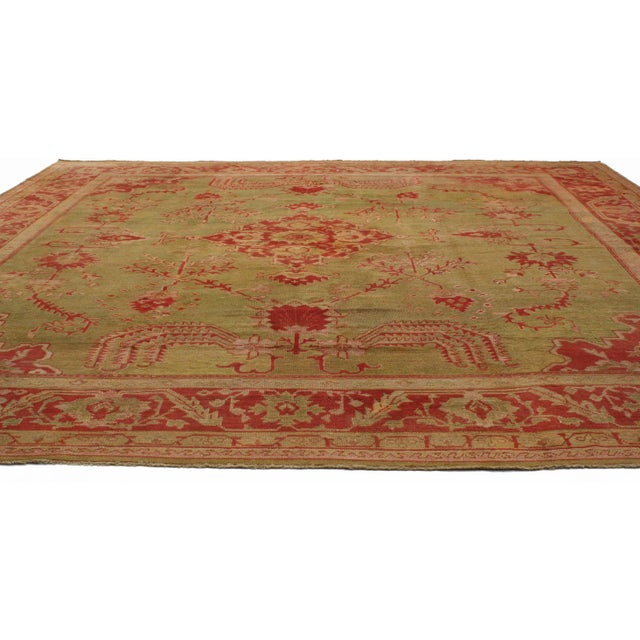 English Antique Turkish Oushak Rug - 14'02 X 15'07 For Sale - Image 3 of 5
