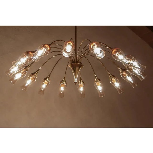 Large Mid-Century Modern Italian Spider Gold-Colored Murano Glass Chandelier, 1950s For Sale - Image 5 of 18