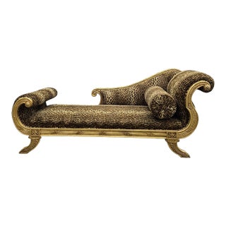 Vintage Henredon Style Hollywood Regency Chaise Lounge For Sale