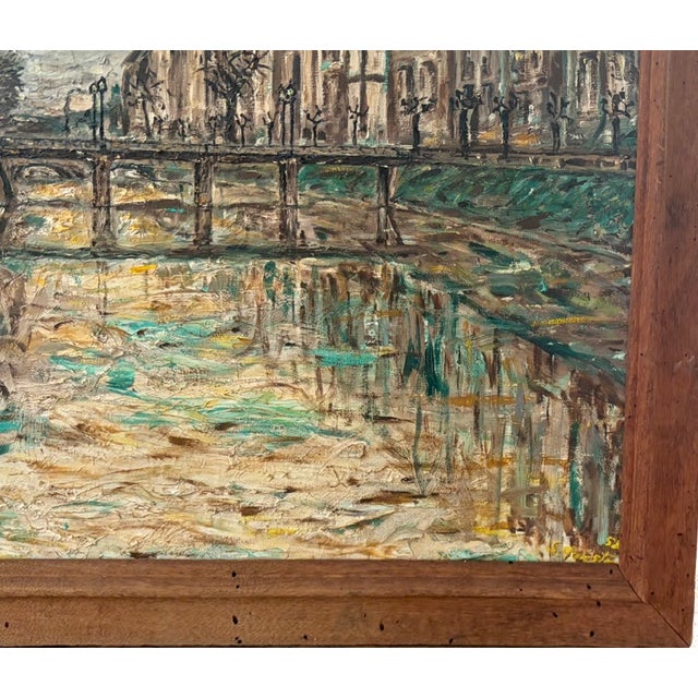 Mid Century Oil on Canvas Cityscape Painting - Signed and Dated For Sale In New York - Image 6 of 10