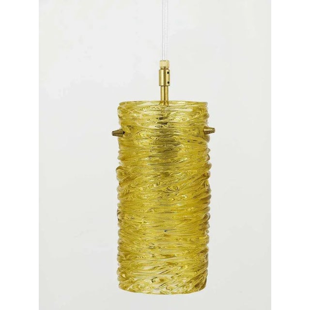 1950s Mid-Century Modernist Glass Tube & Brass Pendant Lamp attributed to J. T. Kalmar for Kalmar, Austria, 1950s For Sale - Image 5 of 11