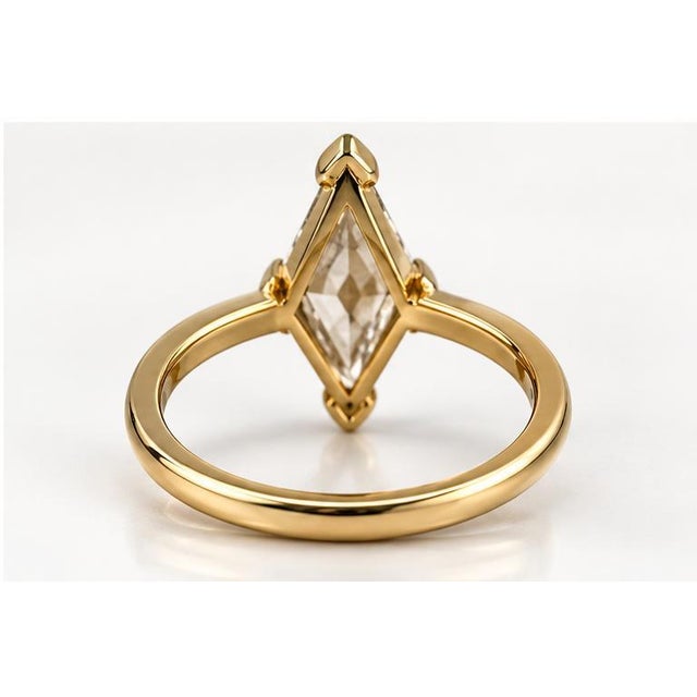 18k Gold Gia Certified 2.02ct Lozenge-Cut Diamond Ring, Size 6.25 For Sale - Image 4 of 5
