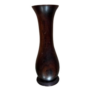 1970s Modernist Turned Wood Vase Palisander Rosewood For Sale