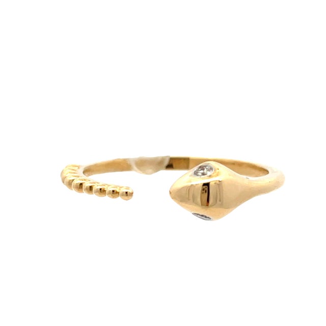 Modern 18k Yellow Gold Serpent Cuff Diamond Ring, Size 6.25 For Sale - Image 3 of 6