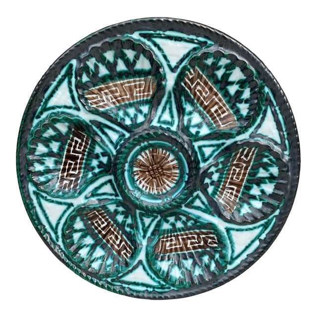 Mid-Century Rare Ceramic Oyster Plate Robert Picault Vallauris For Sale