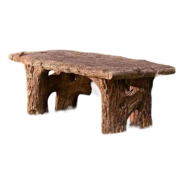 Faux Bois Brown Concrete Bench For Sale