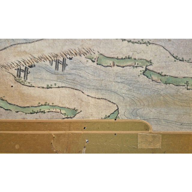 Gold Set of 2 Antique Edo Era Japanese Landscape Paintings of Farmers in Rice Fields – Newly Framed For Sale - Image 8 of 8
