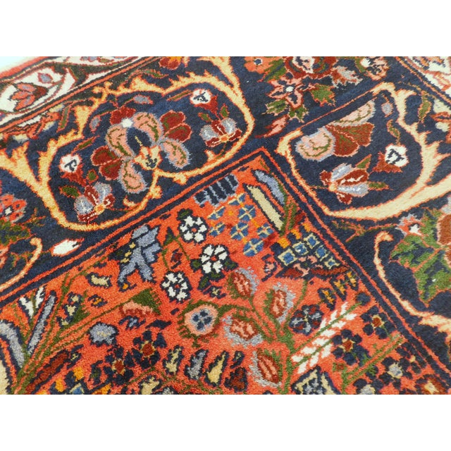 Navy Blue Antique Persian Bakhtiati Hand-Knotted Rug. 4'x 4'3" For Sale - Image 8 of 18