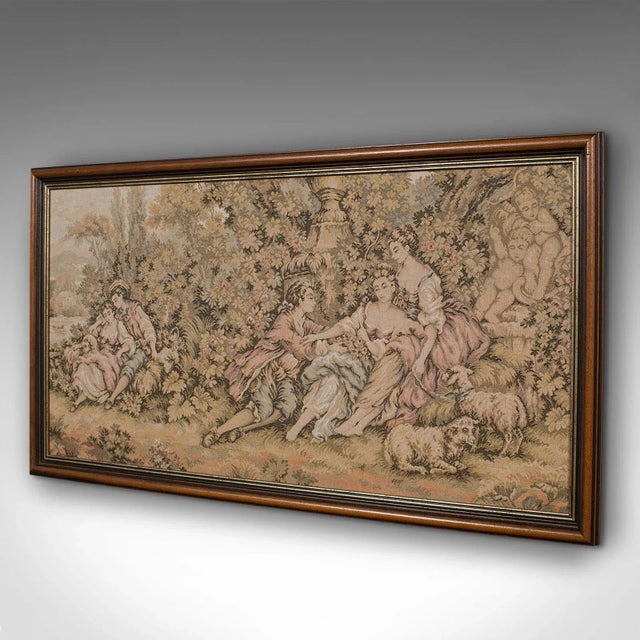 Figurative 1920s Small Antique Continental Needlepoint Tapestry For Sale - Image 3 of 11