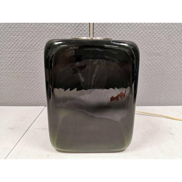 Kubus Olive Green Glass Table Lamp by Per Lütken for Holmegaard, 1976 For Sale - Image 9 of 17