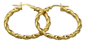 The Ballans: Ladies Round Twisted 14K Gold Hoop Earrings, 2 Pieces