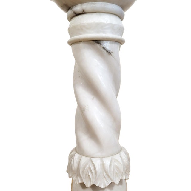 Mid-Century Modern Vintage Italian Carved Carrara Marble Pedestal Plant Stand Column For Sale - Image 3 of 10