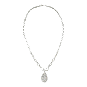 18k (750) White Gold and Natural Diamond Drop Pearl Shape Necklace
