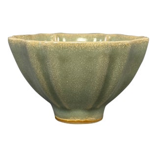 Antique Chinese Celadon Lobed Floral‑Form Bowl, Collectible For Sale