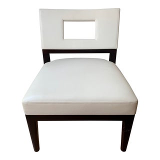 Modern White Leather Lounge Chair For Sale