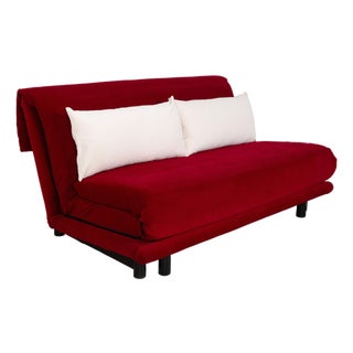 Multy Fabric Red and White Cream Manual Function Three-Seater Sleeper Sofa by Ligne Roset For Sale