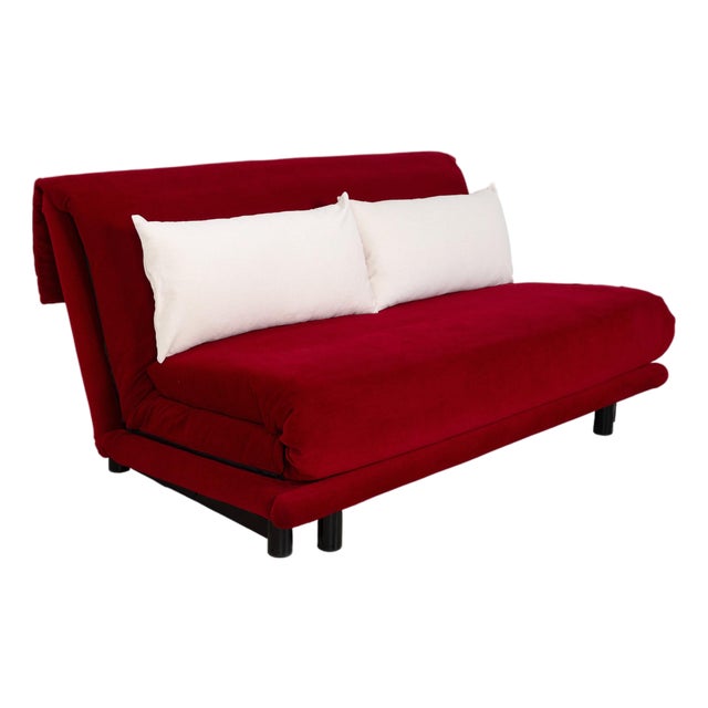 Multy Fabric Red and White Cream Manual Function Three-Seater Sleeper Sofa by Ligne Roset For Sale