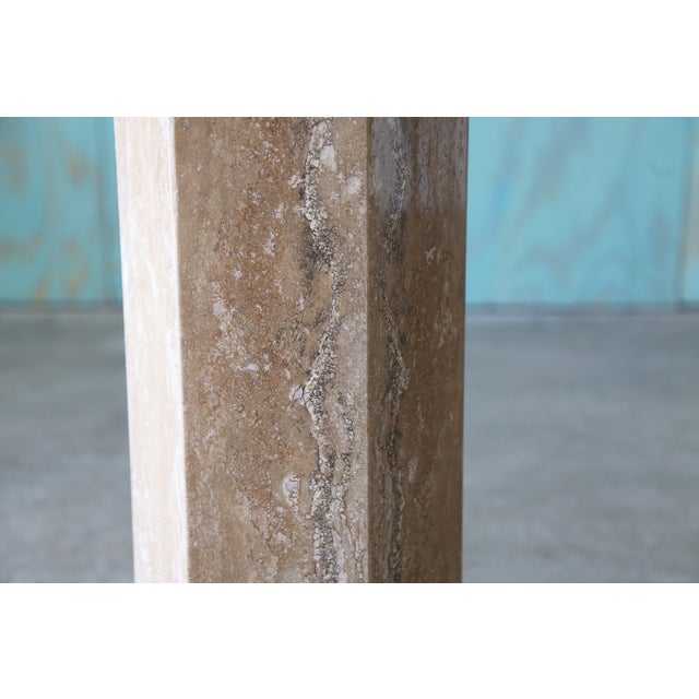 1960s Post Modern Travertine Hexagonal Pedestal Column End / Drink Tables - Set of 2 For Sale - Image 6 of 10