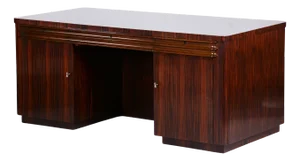 Art Deco Ebony & Oak Desk, France, 1920s
