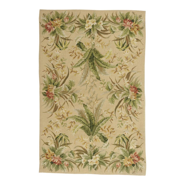 Vintage Chinese Aubusson Needlepoint Rug, 03'11 X 06'01 For Sale