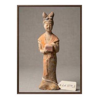 Vintage Tang-Style Terracotta Court Lady Figurine For Sale