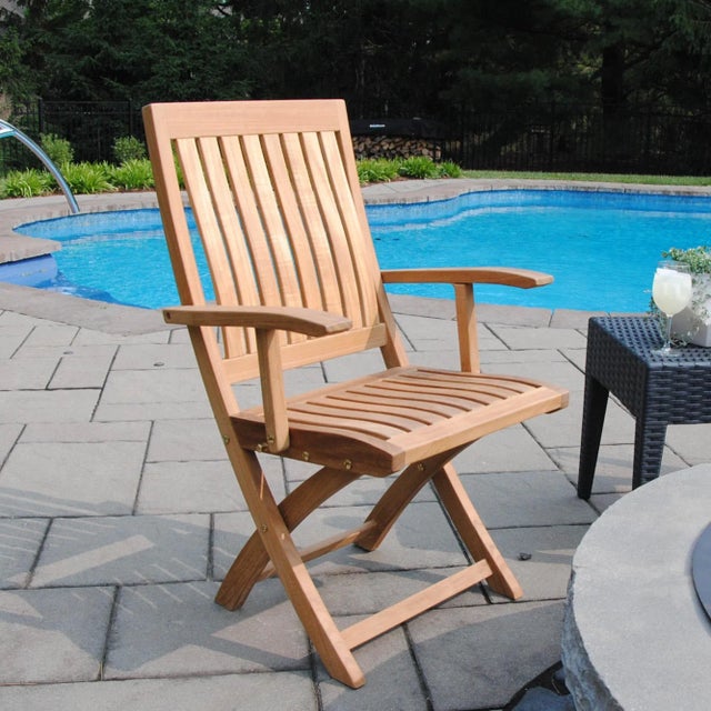 Niagara Teak Crown Folding Arm Chair For Sale - Image 4 of 12
