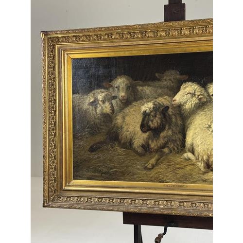 D. Van Lokhorst, Sheep in the Stable, 19th Century, Oil on Canvas For Sale - Image 15 of 18