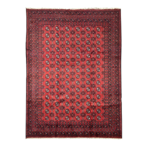 Vintage Afghan Bokhara Hand-Knotted Rug 6'7" X 9'11"