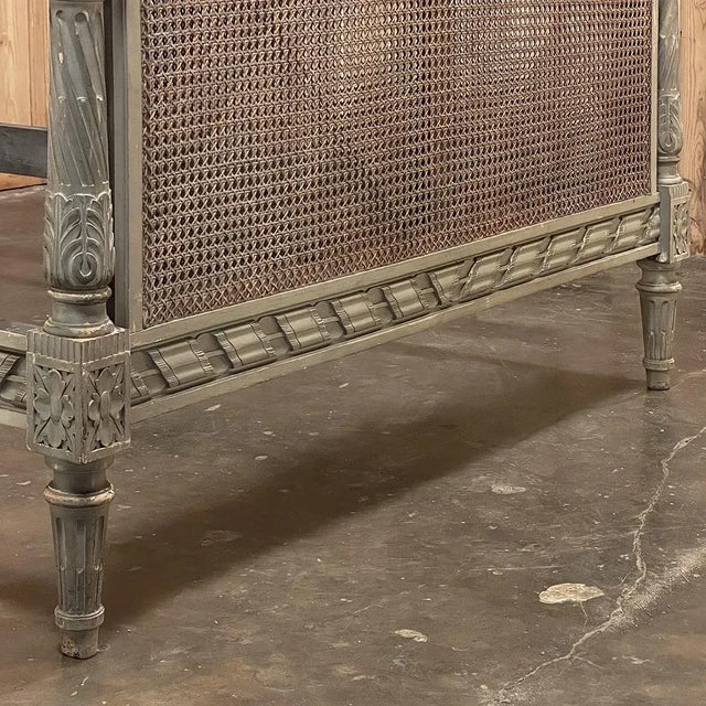 19th Century French Louis XVI Painted Bed With Caning For Sale - Image 9 of 13