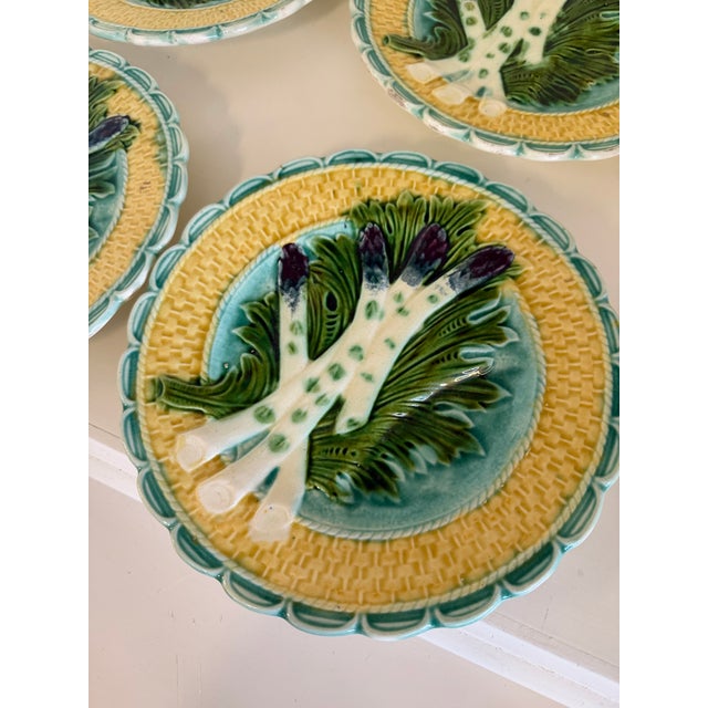 Late 19th Century Antique French Barbotine Majolica Asparagus Plates, Circa 1880–1900 - Set of Four For Sale - Image 5 of 10