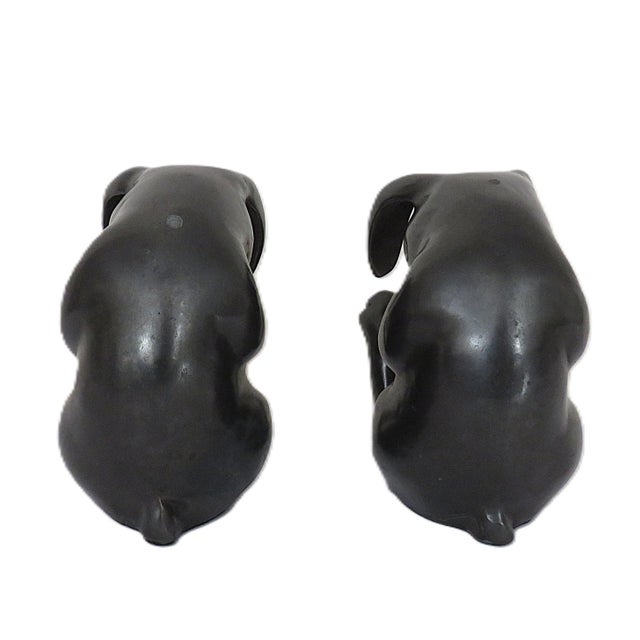 Pair of Bronze Slumbering Bunny Rabbit Bookends Mid Century Modern For Sale - Image 4 of 6