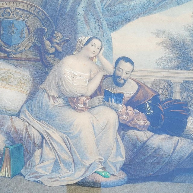 Blue The Loves of Francis I, Colored Engravings, 1800s, Set of 2 For Sale - Image 8 of 18