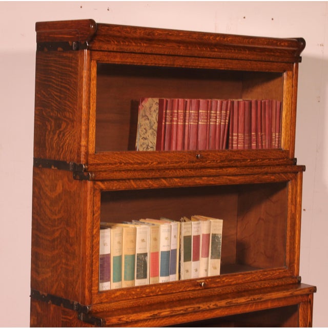 Waterfall Bookcase in Oak from Globe Wernicke For Sale - Image 4 of 11