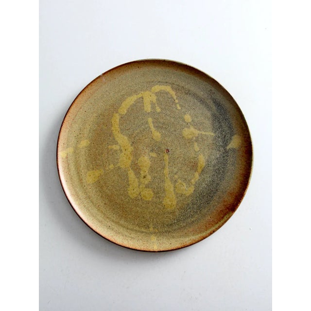 Olive Vintage Studio Pottery Platter For Sale - Image 8 of 8