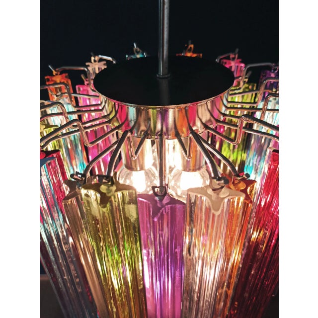 Metal Medium Murano Glass Chandelier 47 Multicolored Prisms For Sale - Image 7 of 11