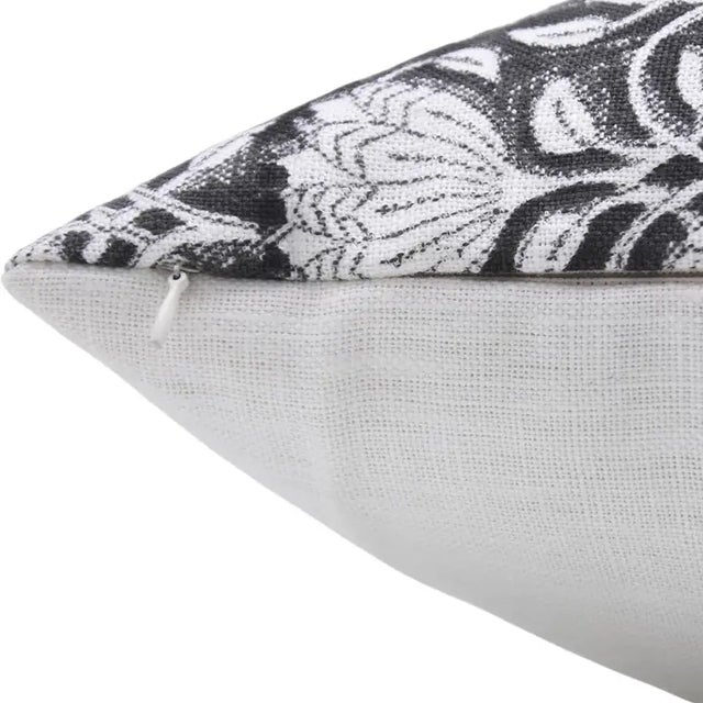 Art Deco Fabdivine Handmade Block Printed Cushion Cover 14x14Inch Off-White Linen For Sale - Image 3 of 4