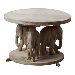 Bleached Ashanti Carved Elephant Coffee Table, 1960s