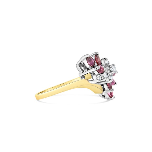 Contemporary Ruby & Diamond Cocktail Ring .35cttw 14K Yellow Gold, Size 8 For Sale - Image 3 of 3