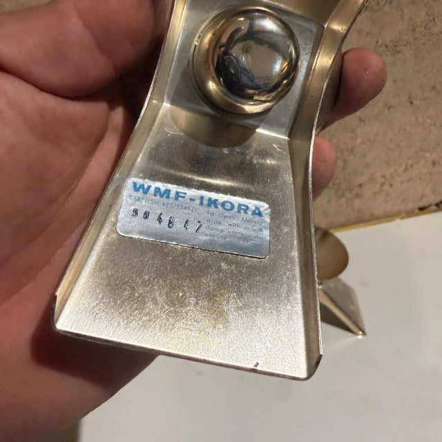 Pair Vintage Mid Century WMF Ikora Silver-Plated Candlesticks For Sale - Image 11 of 17