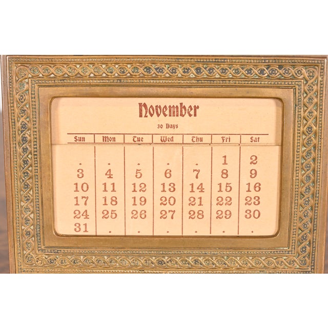 Early 20th Century Tiffany Studios New York Adam Bronze Doré Desk Calendar Frame or Picture Frame For Sale - Image 5 of 12