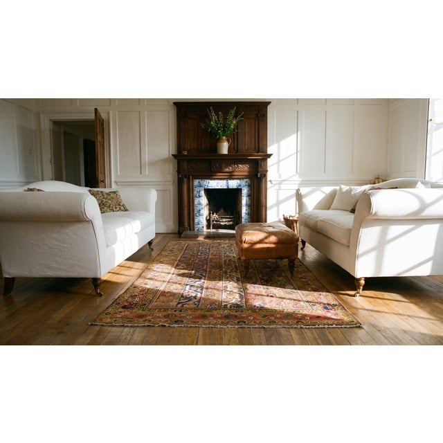Rose Beautifully Rustic Tribal Geometric Antique Persian Malayer Rug For Sale - Image 8 of 9
