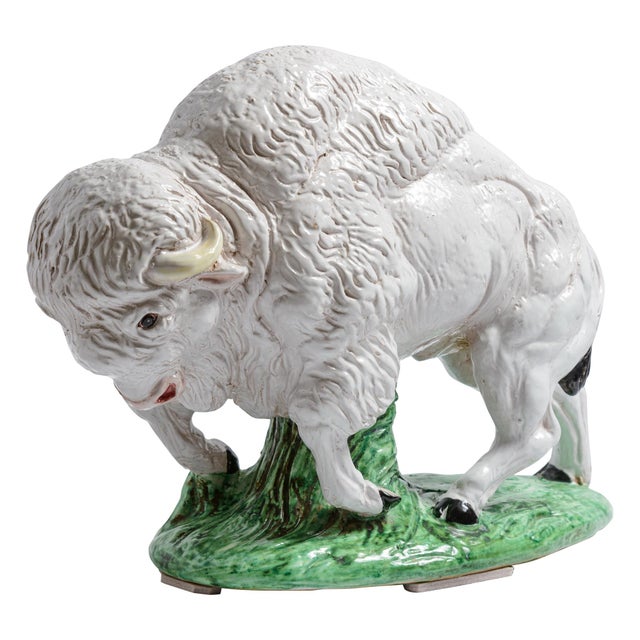 This strong and fabulous Bison just arrived at my shop! This striking, extra-large mid-century modern Italian glazed...
